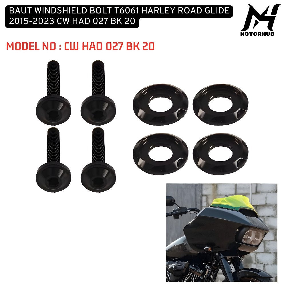 BAUT WINDSHIELD BOLT T6061 HARLEY ROAD GLIDE 2015-2023 CW HAD 027 BK 20