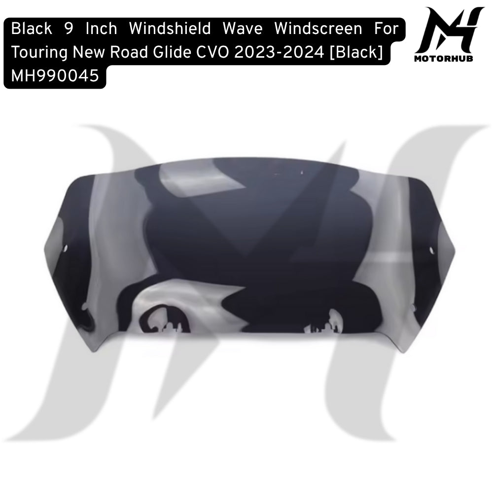 Black 9 Inch Windshield Wave Windscreen For Touring New Road Glide CVO 2023-2024 MH990045