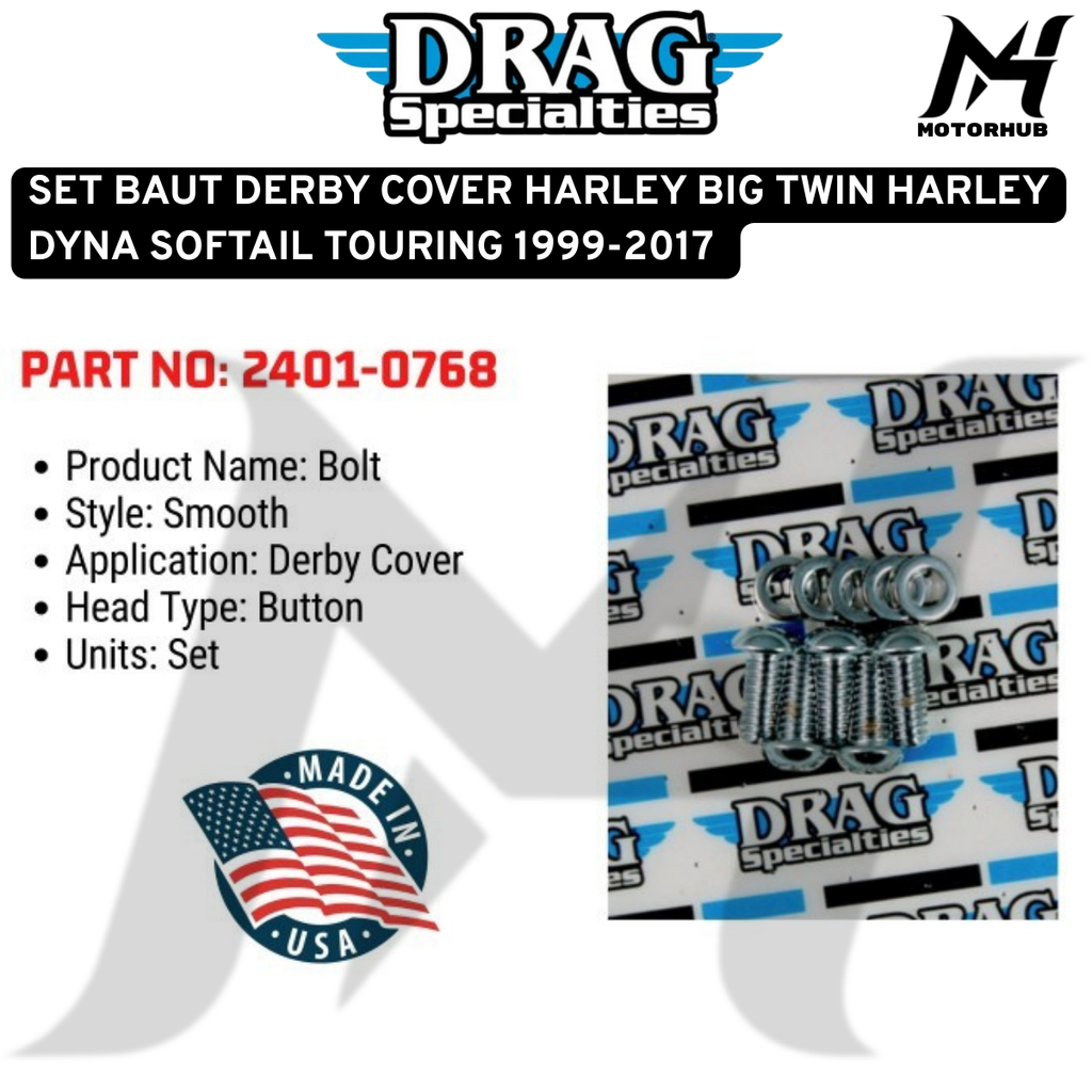 SET BAUT DERBY COVER HARLEY BIG TWIN HARLEY DYNA SOFTAIL TOURING 1999-2017 2401-0768