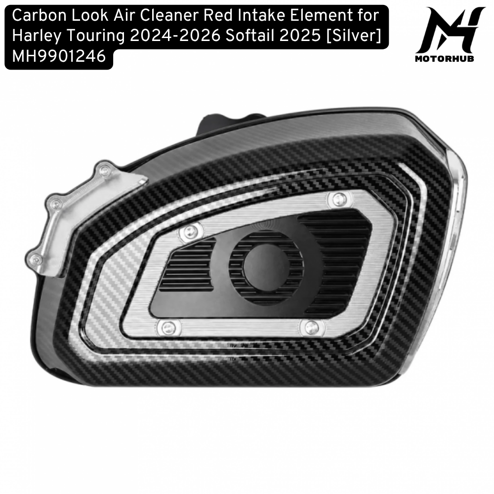 Air Filter Carbon Look Air Cleaner Red Intake Element for Harley Touring 2024-2026 Softail 2025 [Silver] MH9901246