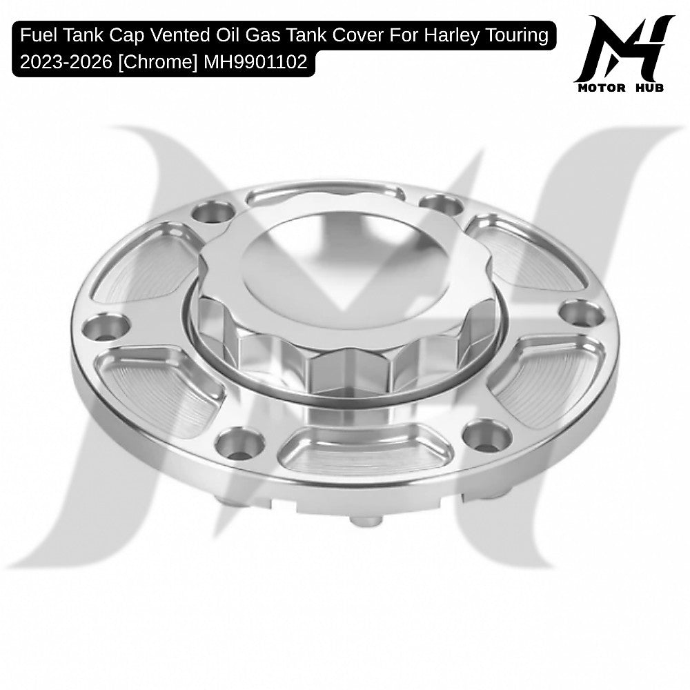 Fuel Tank Cap Vented Oil Gas Tank Cover For Harley Touring 2023-2026 [Chrome] MH9901102