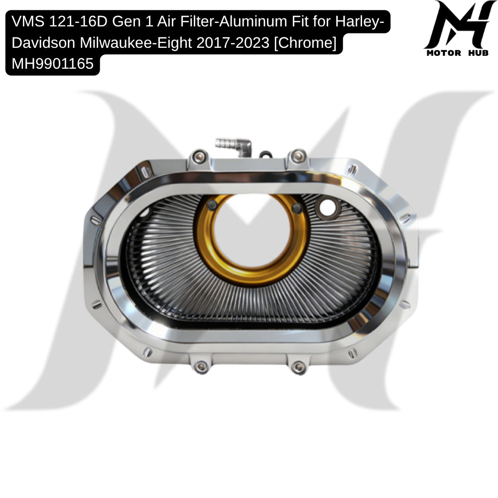VMS 121-16D Gen 1 Air Filter-Aluminum Fit for Harley-Davidson Milwaukee-Eight 2017-2023 [Chrome] MH9901165