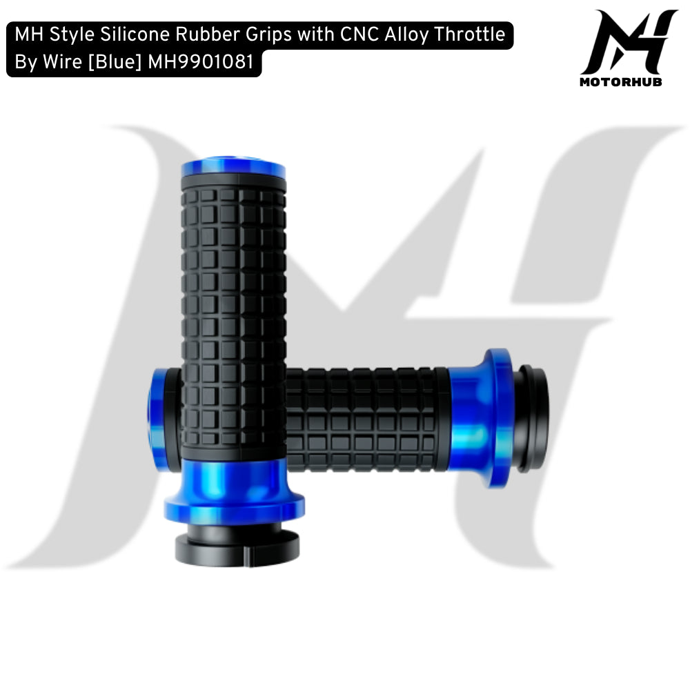 MH Style Silicone Rubber Grips with CNC Alloy Throttle By Wire [Blue] MH9901081