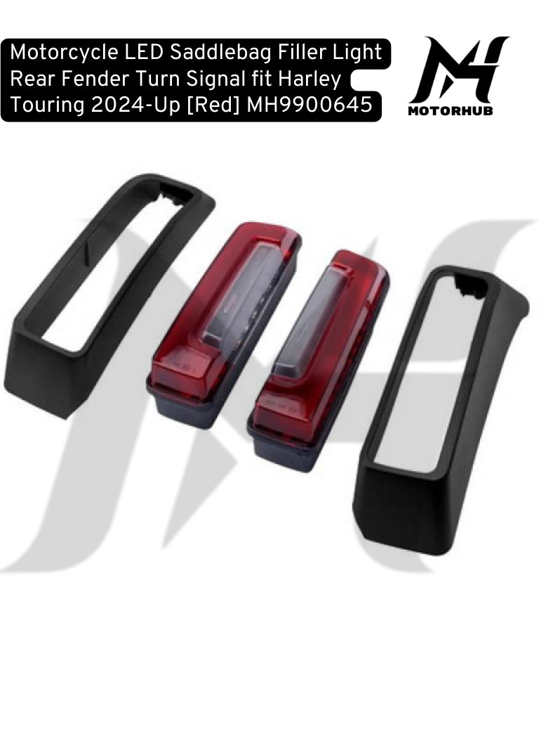 Motorcycle LED Saddlebag Filler Light Rear Fender Turn Signal fit Harley Touring 2024-Up [Red] MH9900645