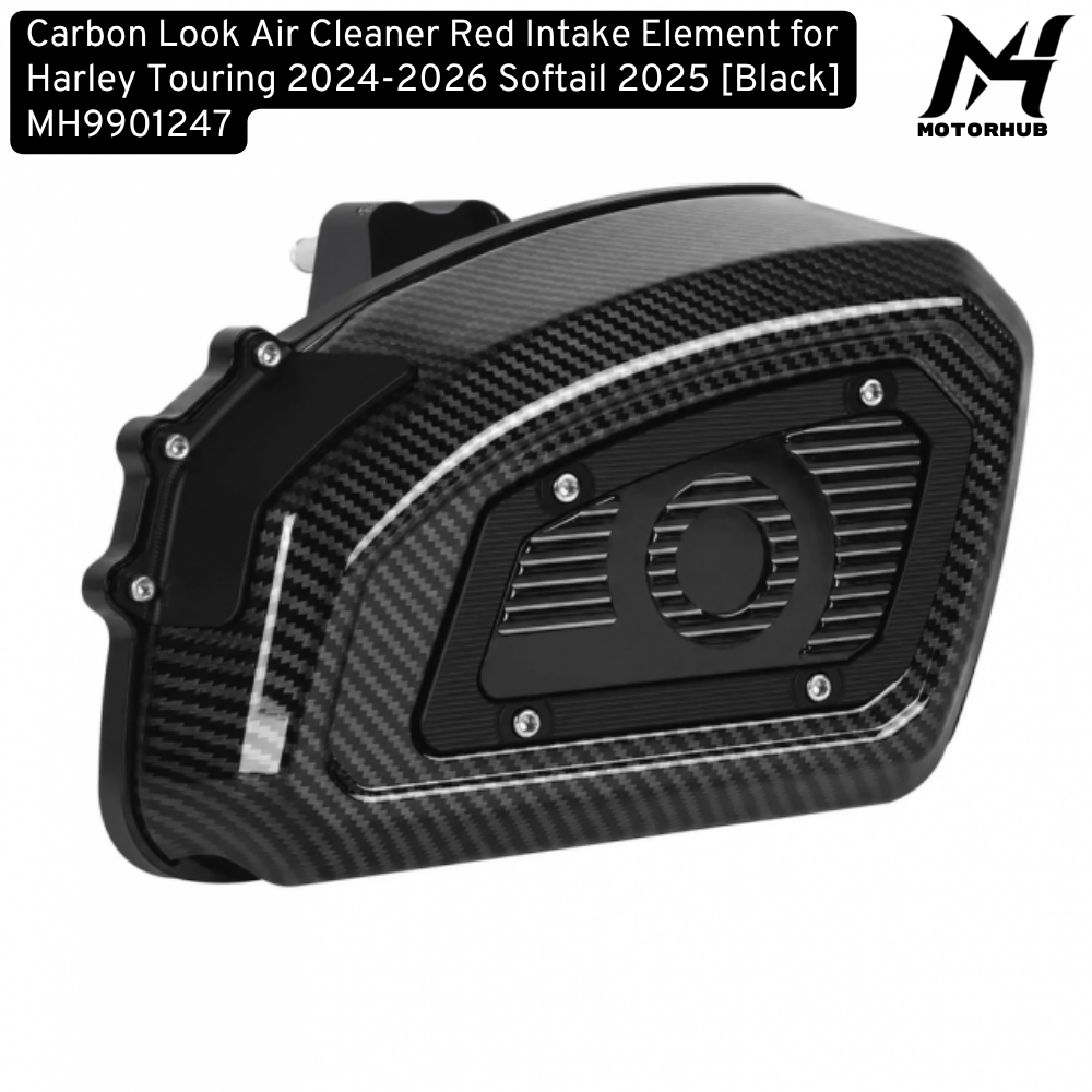 Air Filter Carbon Look Air Cleaner Red Intake Element for Harley Touring 2024-2026 Softail 2025 [Black] MH9901247