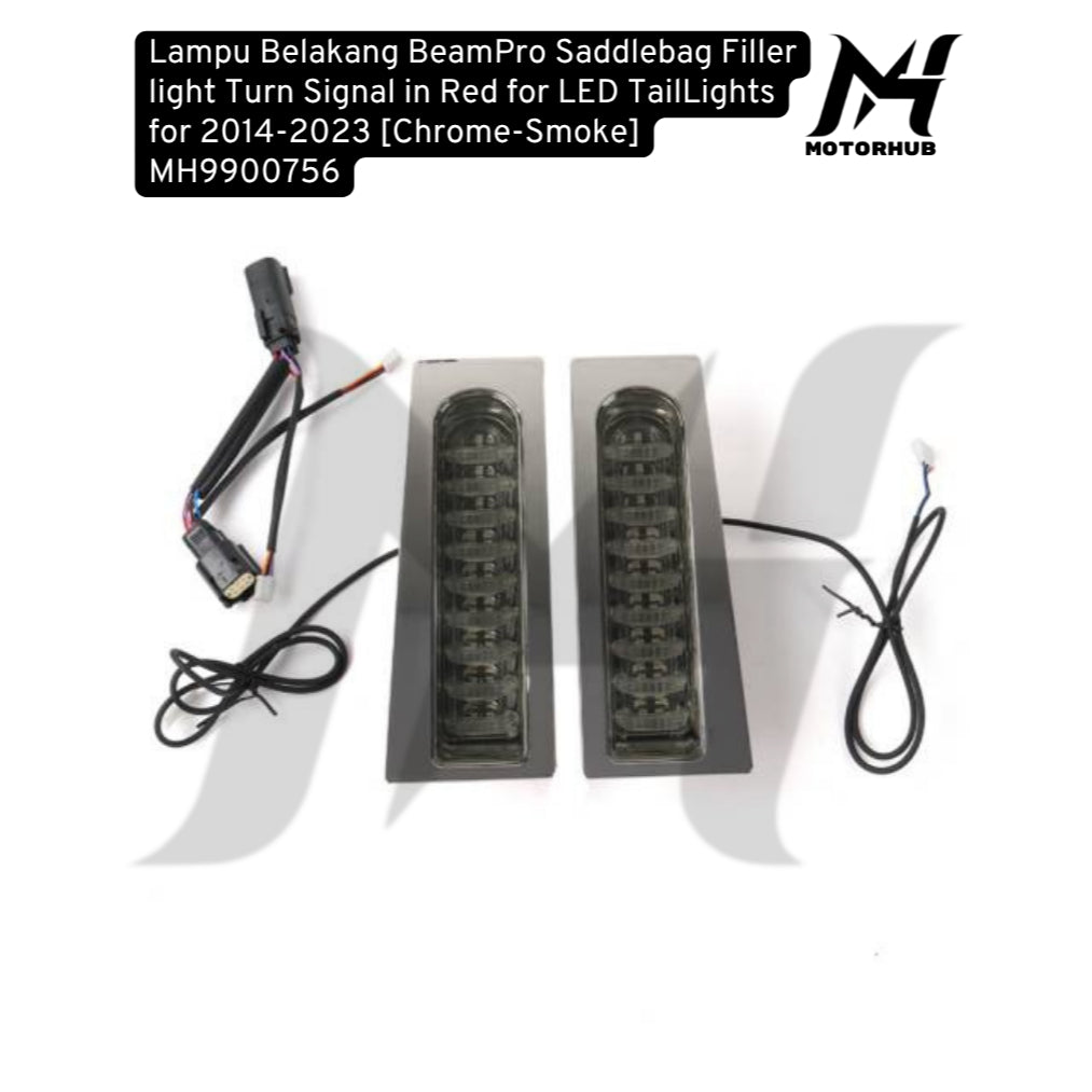 BeamPro Saddlebag Filler light Turn Signal in Red for LED TailLights for 2014-2023 [Chrome-Smoke]  MH9900756
