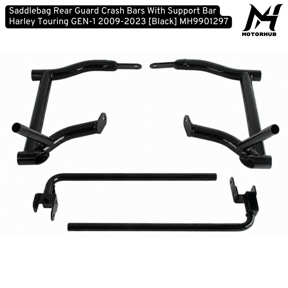Saddlebag Rear Guard Crash Bars With Support Bar Harley Touring GEN-1 2009-2023 [Black] MH9901297