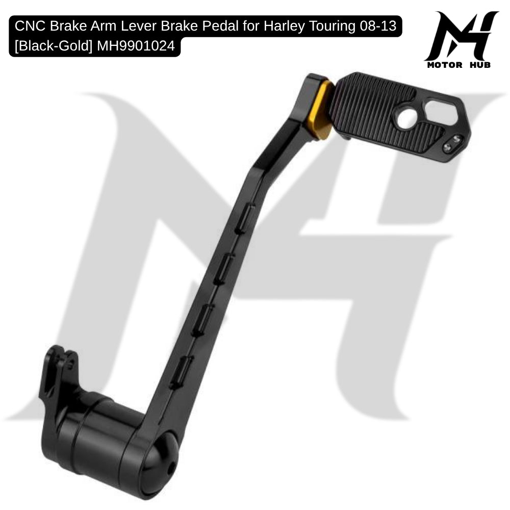 CNC Brake Arm Lever Brake Pedal for Harley Touring 08-13 [Black-Gold] MH9901024