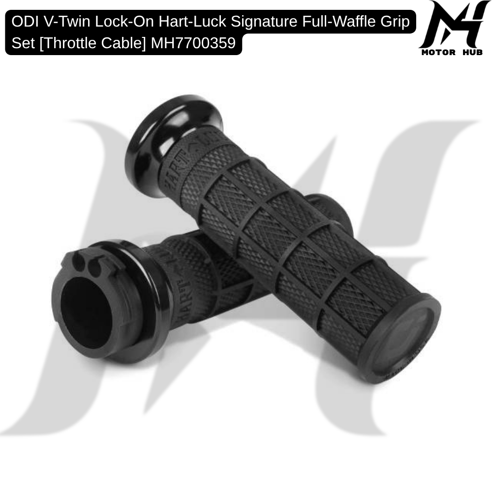 ODI V-Twin Lock-On Hart-Luck Signature Full-Waffle Grip Set [Throttle Cable] MH7700359