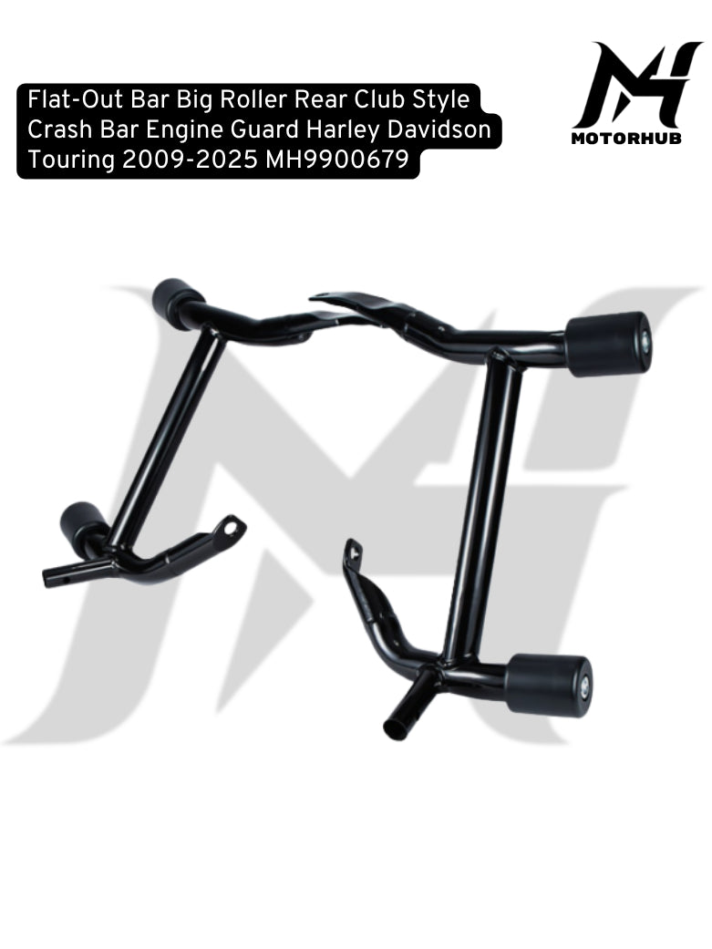 Flat-Out Bar Big Roller Rear Club Style Crash Bar Engine Guard Harley Davidson Touring 2014-2024+