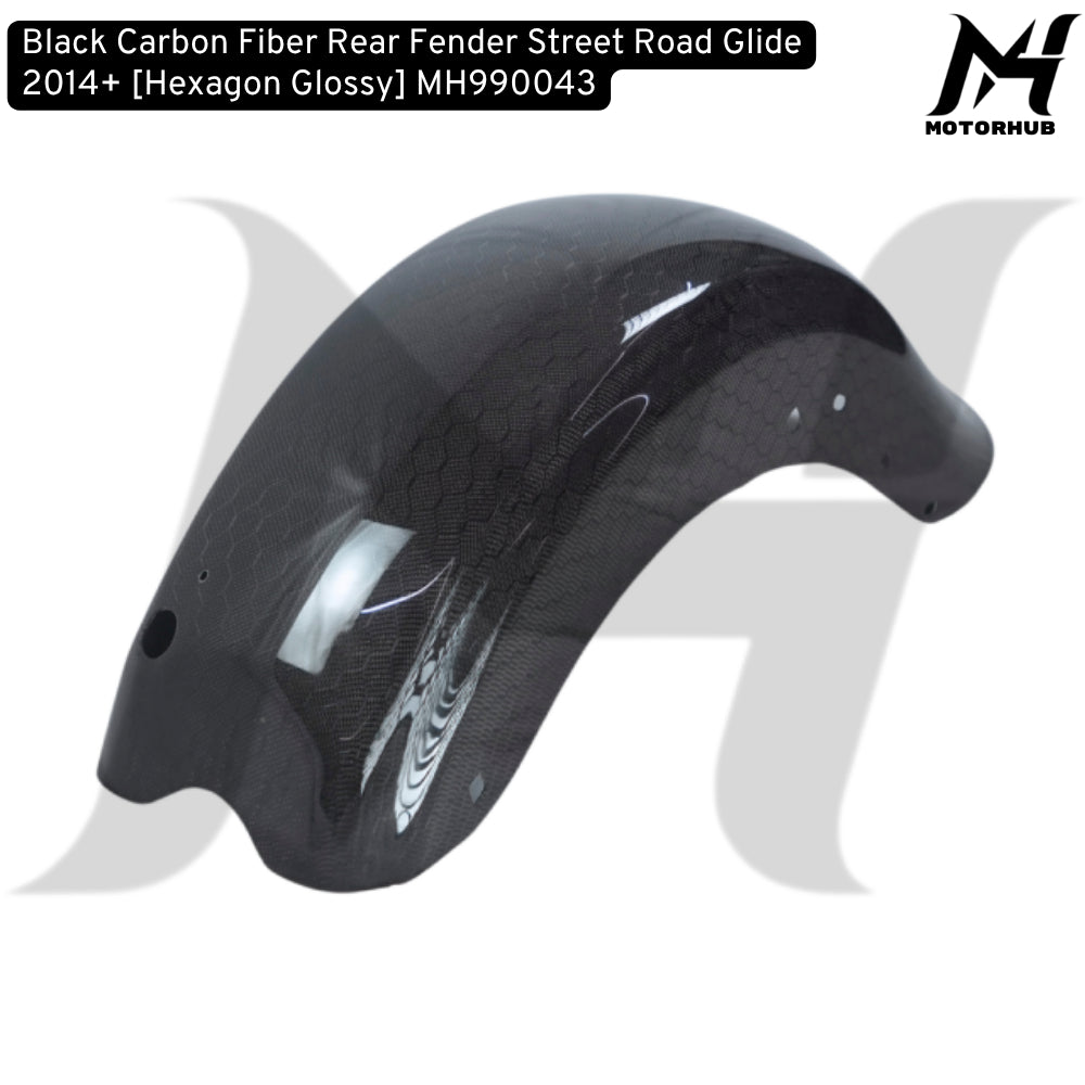 Black Carbon Fiber Rear Fender Street Road Glide 2014+ [Hexagon Glossy] MH990043