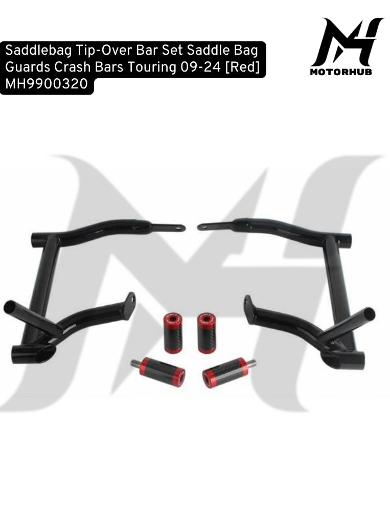 Saddlebag Tip-Over Bar Set Saddle Bag Guards Crash Bars Touring 09-24 [Red] MH9900320