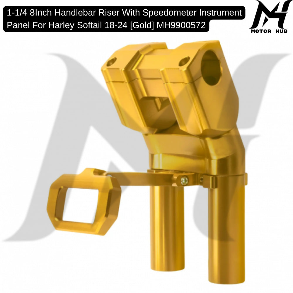 1-1/4 8Inch Handlebar Riser With Speedometer Instrument Panel For Harley Softail 18-24 [Gold] MH9900572
