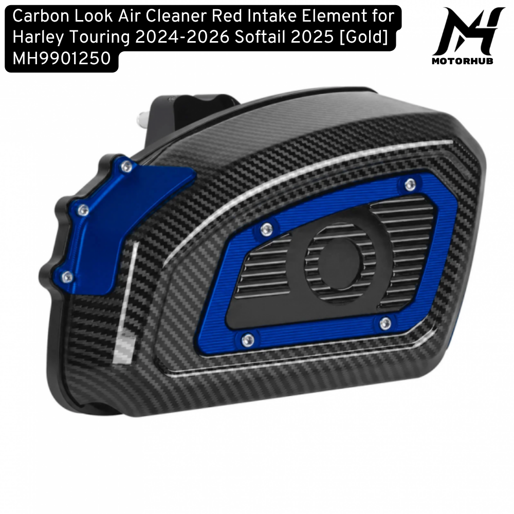 Air Filter Carbon Look Air Cleaner Red Intake Element for Harley Touring 2024-2026 Softail 2025 [Blue] MH9901250