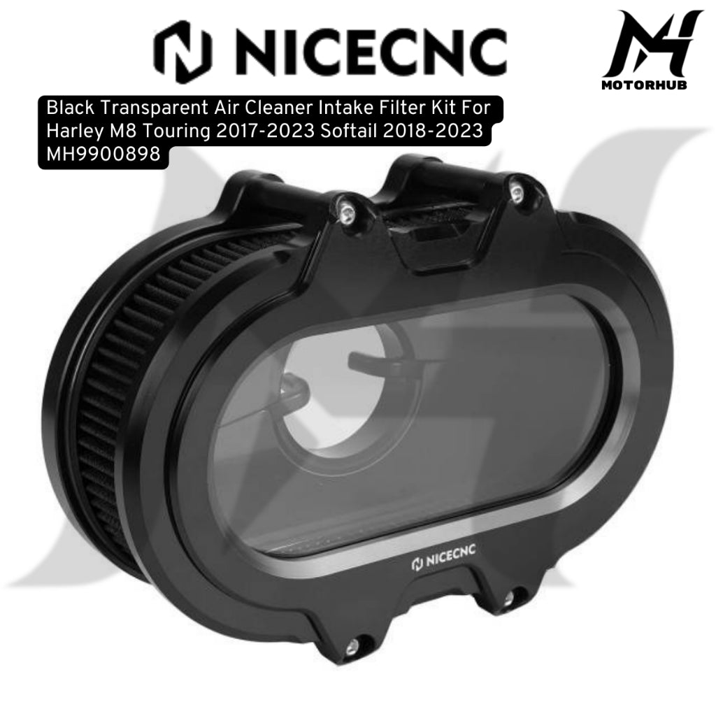 Black Transparent Air Cleaner Intake Filter Kit For Harley M8 Touring 2017-2023 Softail 2018-2023   MH9900898