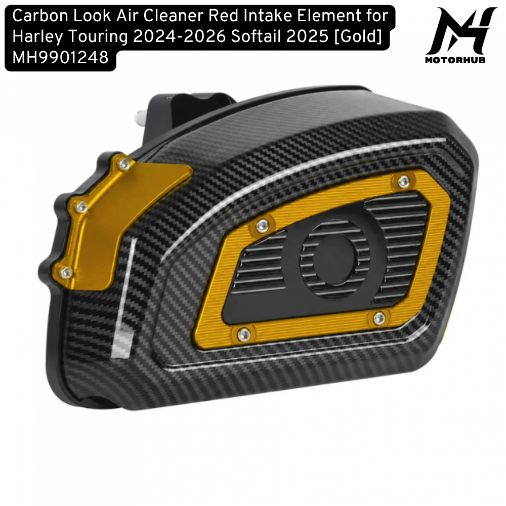 Air Filter Carbon Look Air Cleaner Red Intake Element for Harley Touring 2024-2026 Softail 2025 [Gold] MH9901248