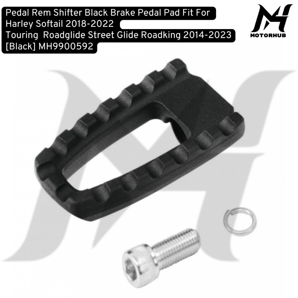 Black Brake Pedal Pad Fit For Harley Softail 2018-2022 Touring 2014-2023 [Black] MH9900592