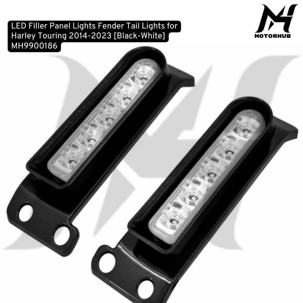 LED Filler Panel Lights Fender Tail Lights for Harley Touring 2014-2023 [Black-White] Stop Lamp Harley Road Glide Street Glide Road King Electra Ulstra Classic MH9900186