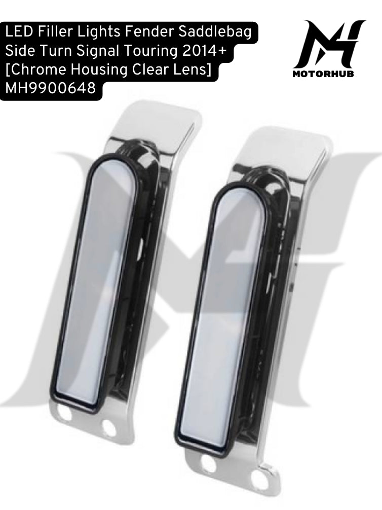 LED Lights Fender Saddlebag Side Turn Signal Touring 2014+ [Chrome Housing Clear Lens] MH9900648