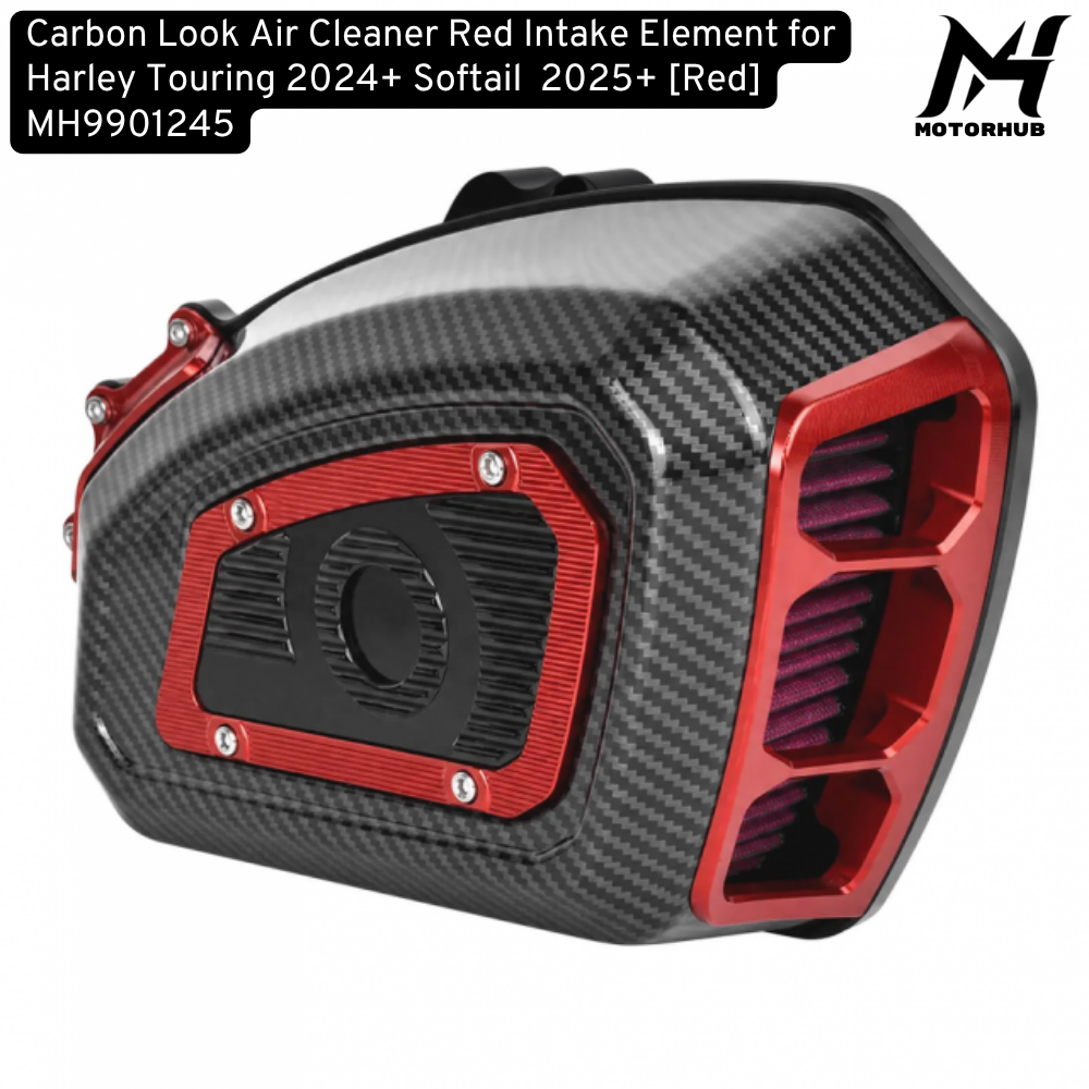 Air Filter Carbon Look Air Cleaner Red Intake Element for Harley Touring 2024+ Softail  2025+ [Red] MH9901245