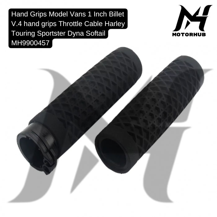 Hand Grip Model Vans 1 Inch Billet V.4 handgrips Throttle Cable Harley Touring Sportster Dyna Softail MH9900457