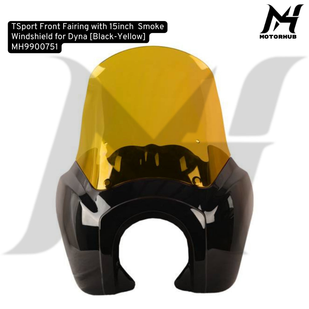 Fairing Club Style TSport Front Fairing with 15inch  Smoke Windshield for Dyna [Black-Yellow] Fairing Dyna MH9900751