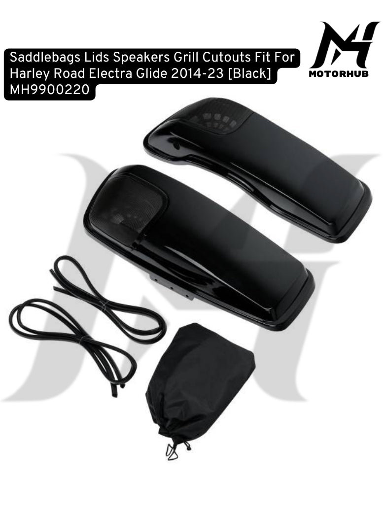 Saddlebags Lids Speakers Grill Cutouts Fit For Harley Road Electra Glide 2014-23 [Black] MH9900220