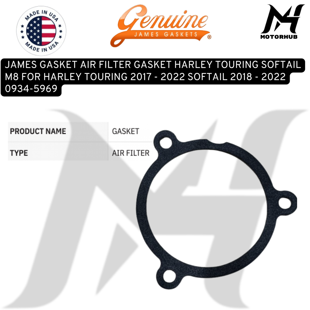 JAMES GASKET AIR FILTER GASKET HARLEY TOURING SOFTAIL M8 FOR HARLEY TOURING 2017 - 2022 SOFTAIL 2018 - 2022 0934-5969 KODE