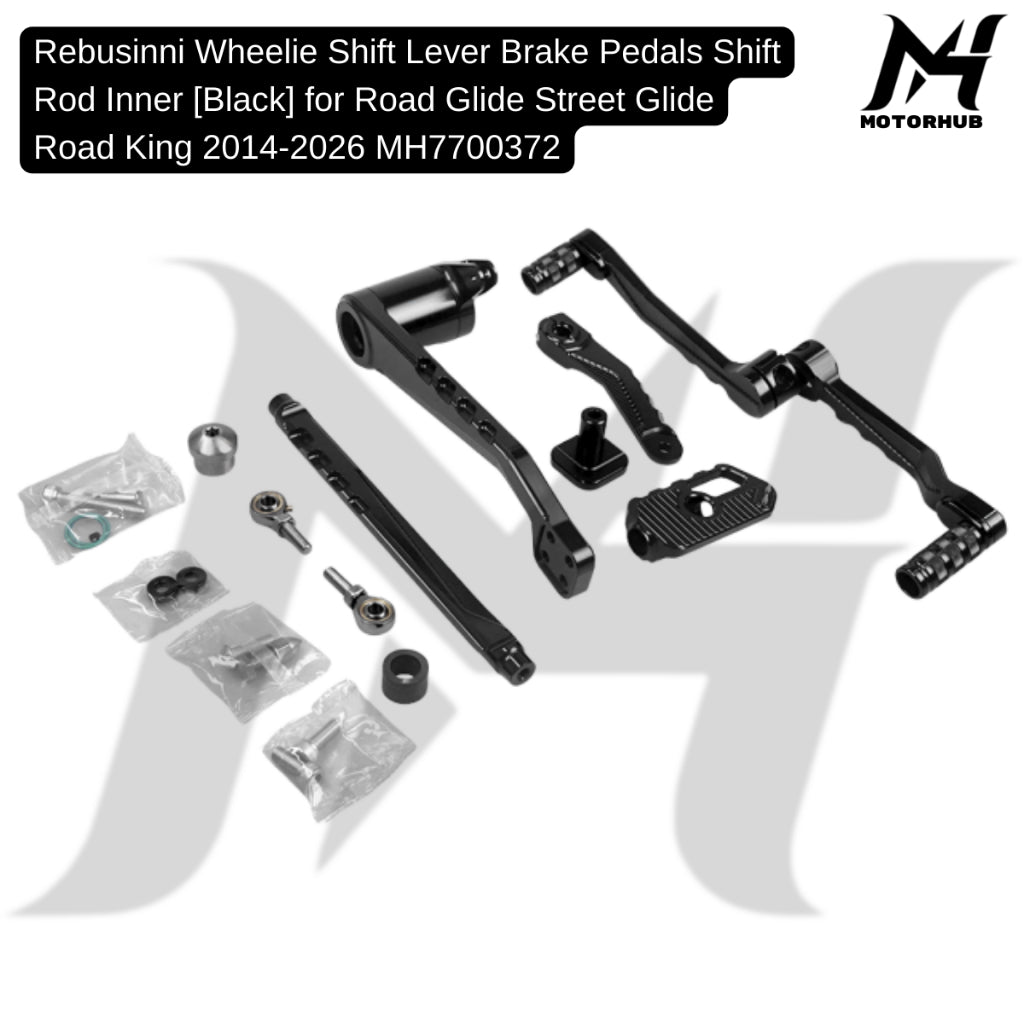 Rebusinni Wheelie Shift Lever Brake Pedals Shift Rod Inner [Black] for Road Glide Street Glide Road King 2014-2026 MH7700372