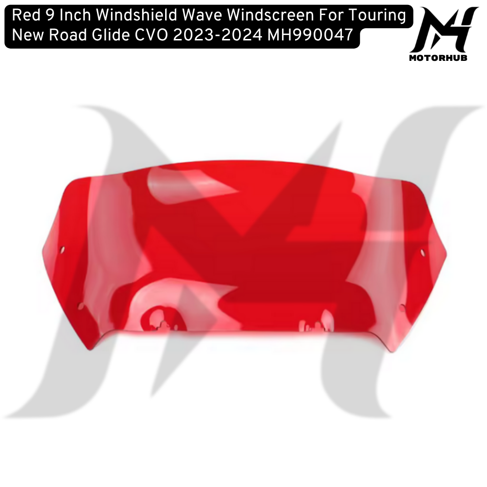Red 9 Inch Windshield Wave Windscreen For Touring New Road Glide CVO 2023-2024 MH990047