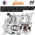 COMPLETE MOTOR GASKET KIT HARLEY BIG TWIN HARLEY DYNA 1992 - 2000 TOURING 1992 - 1998 SOFTAIL 1992 - 1999 0934-1591 OEM 17041-92 17041-92A KODE 17041 92 MLS