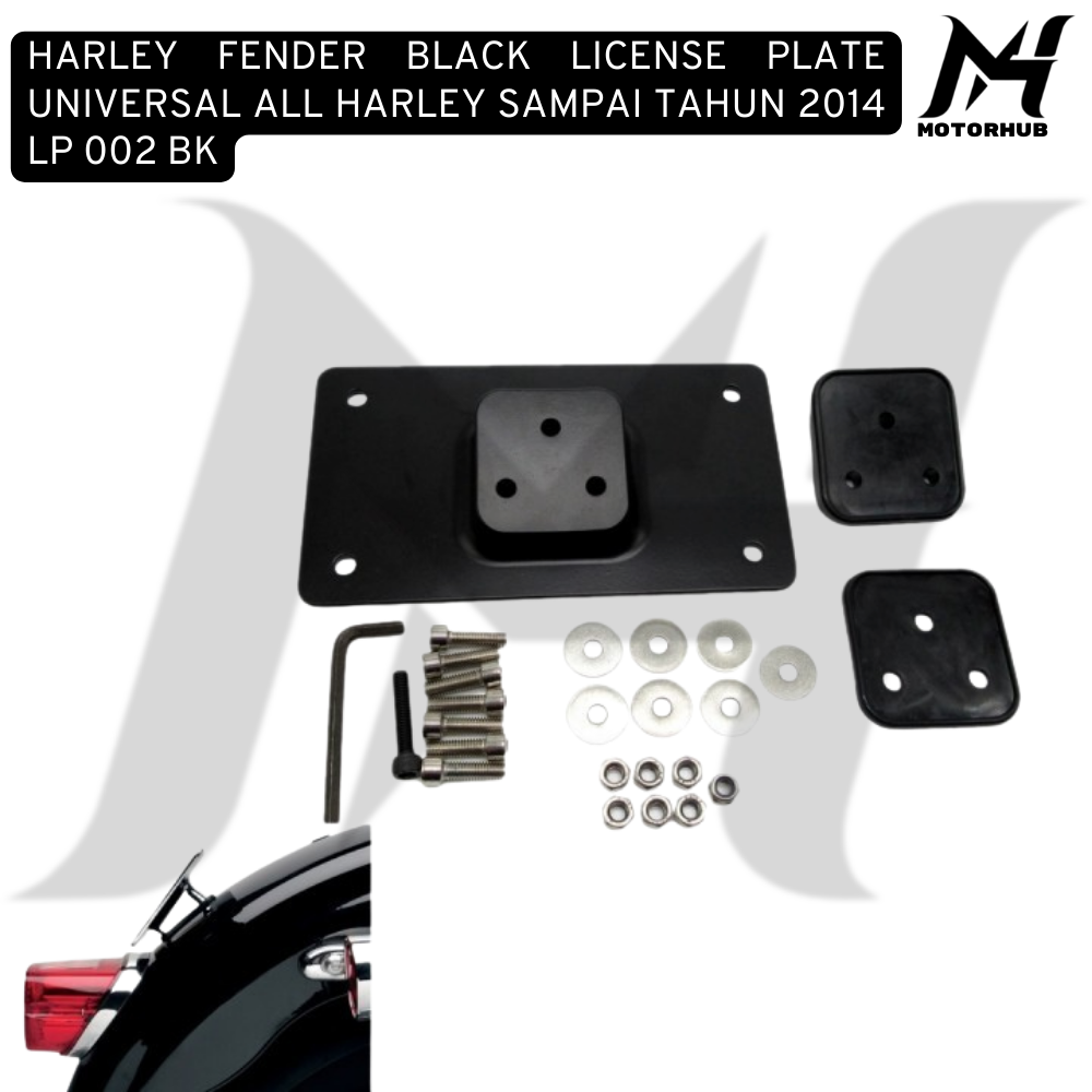 HARLEY FENDER BLACK LICENSE PLATE UNIVERSAL ALL HARLEY SAMPAI TAHUN 2014 LP 002 BK