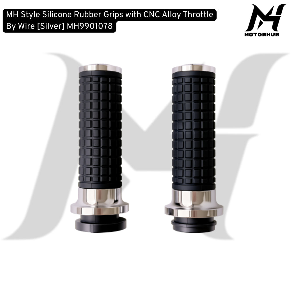 MH Style Silicone Rubber Grips with CNC Alloy Throttle By Wire [Silver] MH9901078