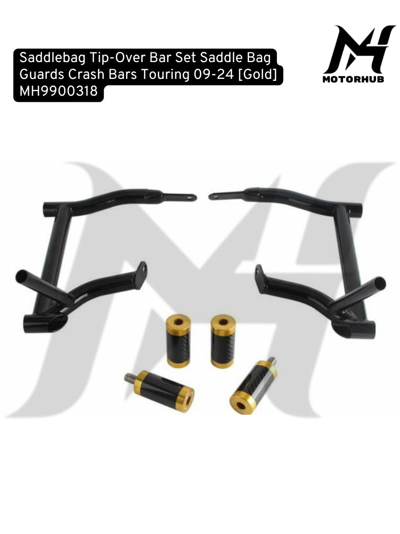 Saddlebag Tip-Over Bar Set Saddle Bag Guards Crash Bars Touring 09-24 [Gold] MH9900318