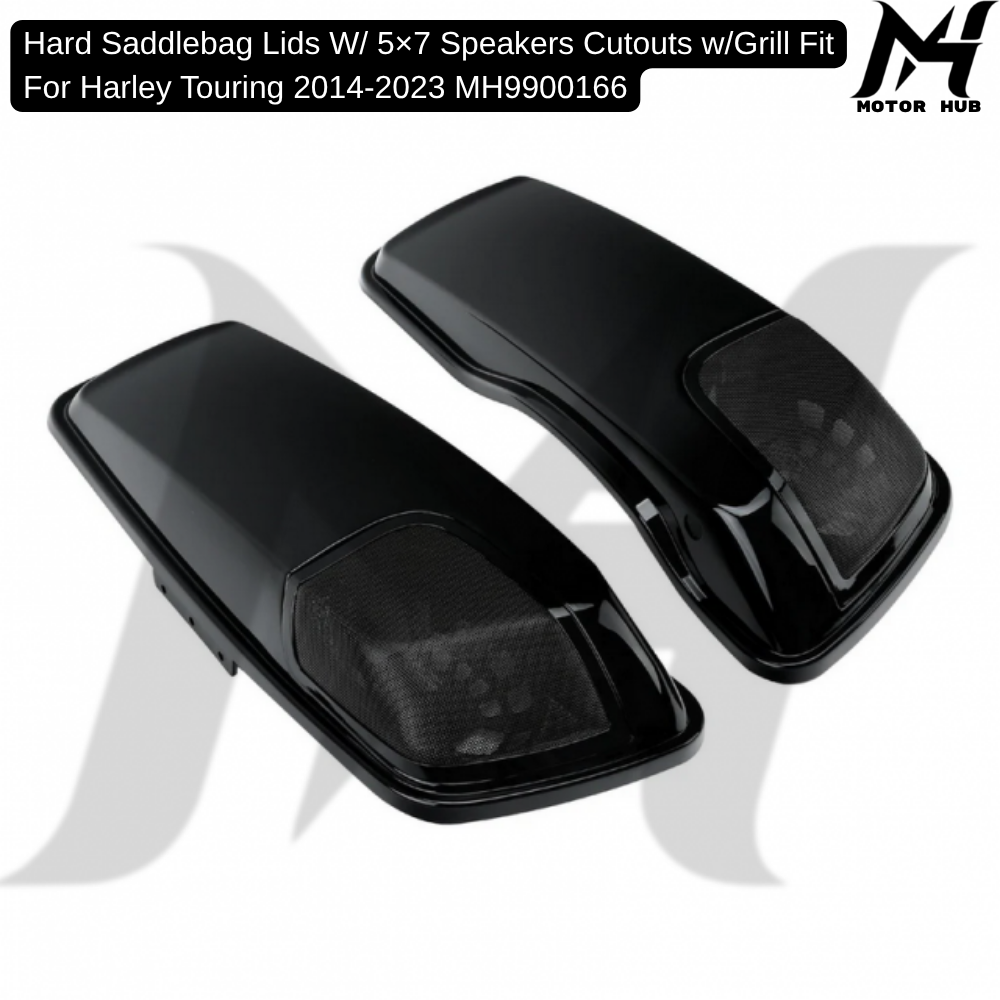 Hard Saddlebag Lids W/ 5×7 Speakers Cutouts w/Grill Fit For Harley Touring 2014-2023 MH9900166
