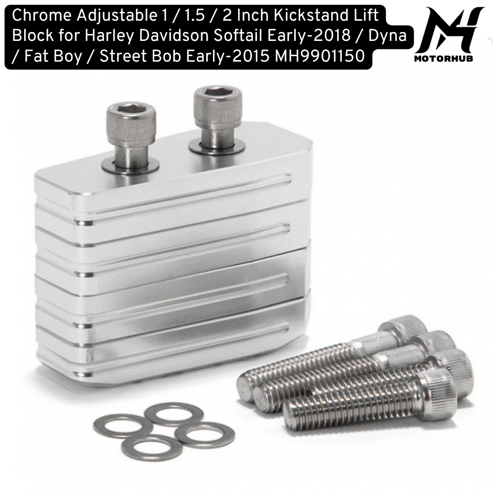 Chrome Adjustable 1 / 1.5 / 2 Inch Kickstand Lift Block for Harley Davidson Softail Early-2018 / Dyna / Fat Boy / Street Bob Early-2015 MH9901150