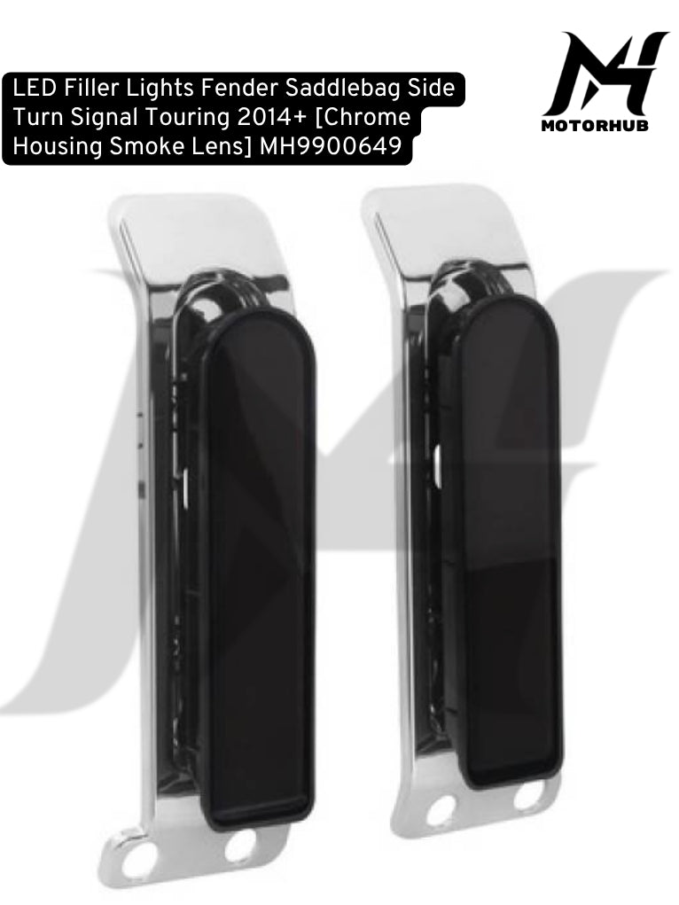 LED Lights Fender Saddlebag Side Turn Signal Touring 2014+ [Chrome Housing Smoke Lens] MH9900649