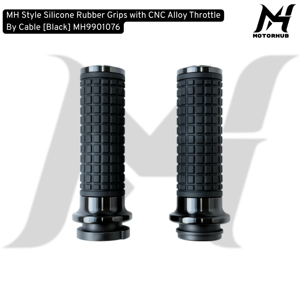 MH Style Silicone Rubber Grips with CNC Alloy Throttle By Cable [Black] MH9901076
