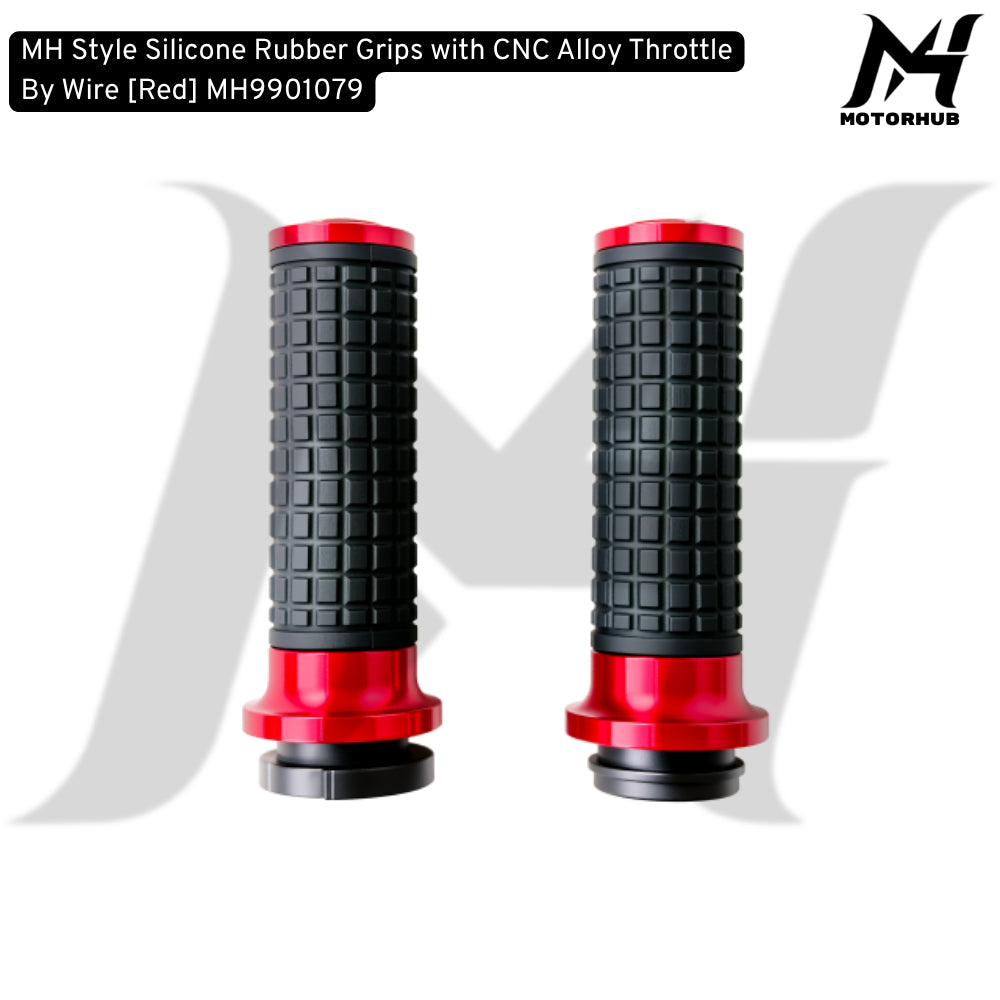 MH Style Silicone Rubber Grips with CNC Alloy Throttle By Wire [Red] MH9901079