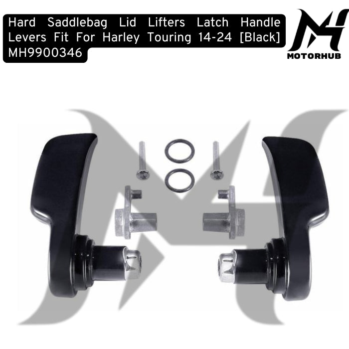 Hard Saddlebag Lid Lifters Latch Handle Levers Fit For Harley Touring 14-24 [Black] MH9900346