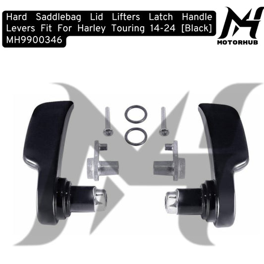 Hard Saddlebag Lid Lifters Latch Handle Levers Fit For Harley Touring 14-24 [Black] MH9900346