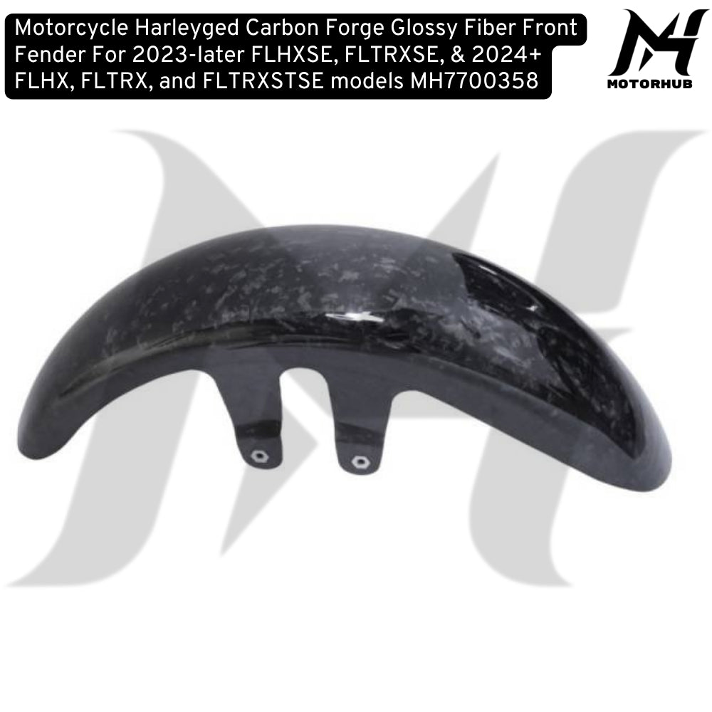Motorcycle Harleyged Carbon Forge Glossy Fiber Front Fender For 2023-later FLHXSE, FLTRXSE, & 2024+ FLHX, FLTRX, and FLTRXSTSE models MH7700358