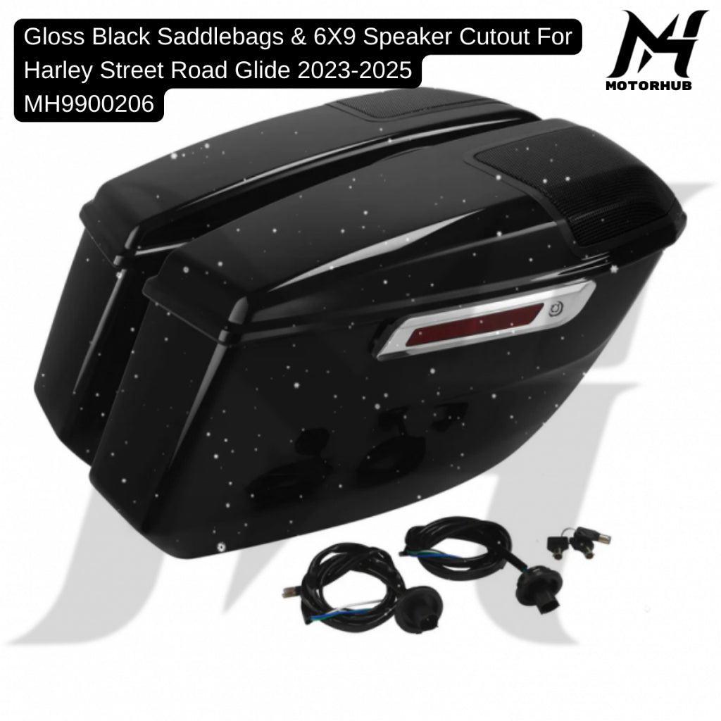 Gloss Black Saddlebags & 6X9 Speaker Cutout For Harley Road Glide Street Glide 2023-2025   MH9900206