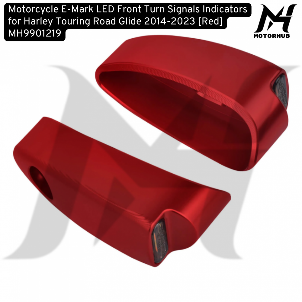 Motorcycle E-Mark LED Front Turn Signals Indicators for Harley Touring Road Glide 2014-2023 [Red] MH9901219