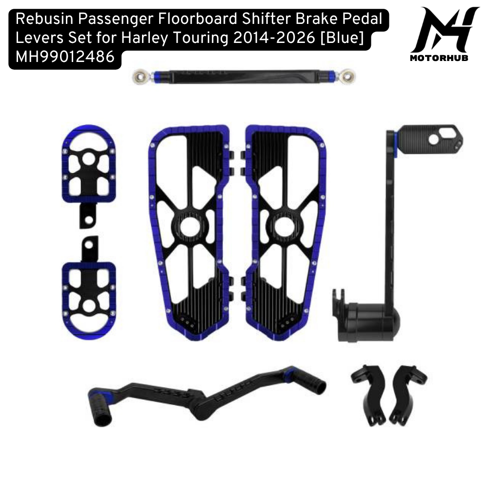Rebusin Passenger Floorboard Shifter Brake Pedal Levers Set for Harley Touring 2014-2026 [Blue] MH99012486