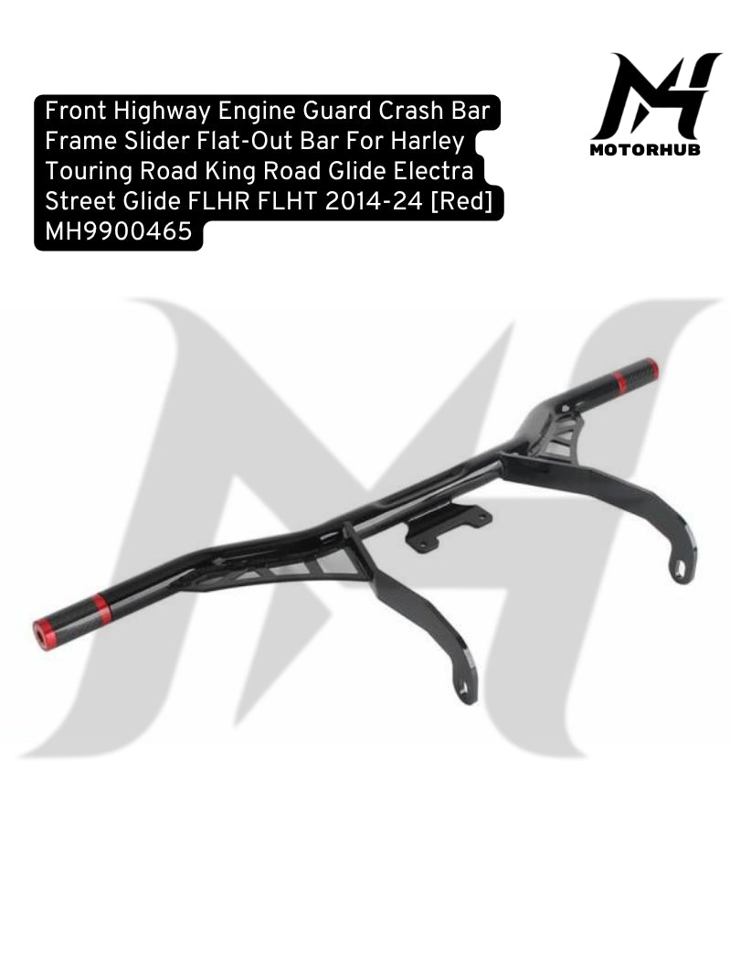 Front Highway Engine Guard Crash Bar Frame Slider Flat-Out Bar For Harley Touring Road King Road Glide Electra Street Glide FLHR FLHT 2014-24 [Red] MH9900465