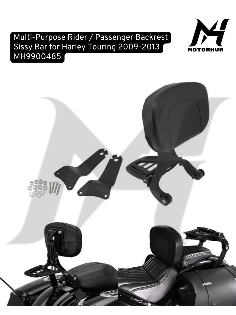 Multi-Purpose Rider / Passenger Backrest Sissy Bar for Harley Touring 2009-2013 MH9900485