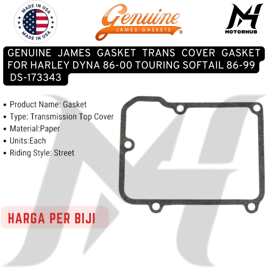 GENUINE JAMES GASKET TRANS COVER GASKET FOR HARLEY DYNA 86-00 TOURING SOFTAIL 86-99 DS-173343 3490486 / 3490486A
