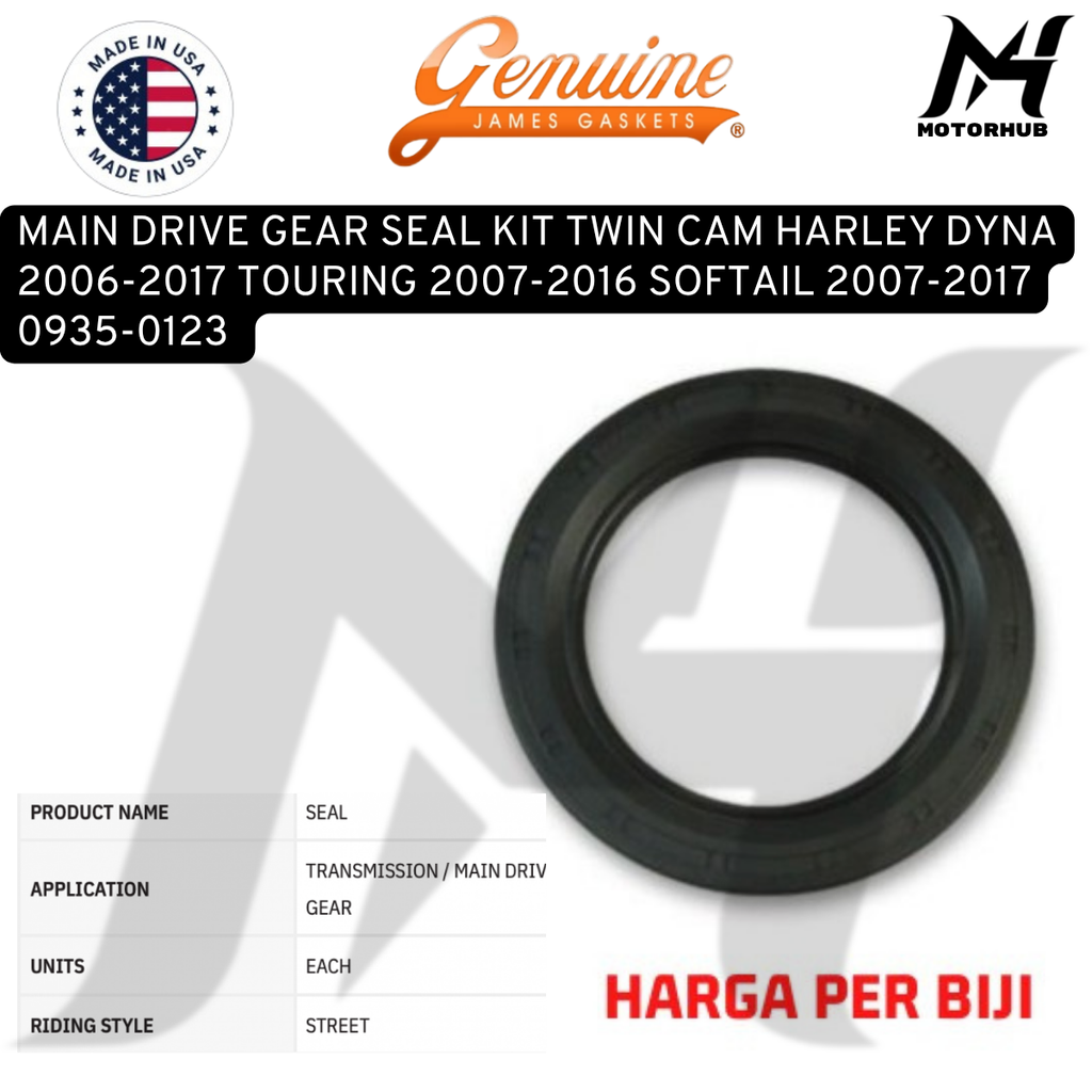 MAIN DRIVE GEAR SEAL KIT TWIN CAM HARLEY DYNA 2006-2017 TOURING 2007-2016 SOFTAIL 2007-2017 0935-0123 OEM 12074