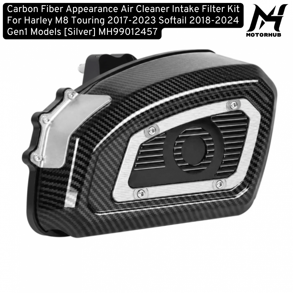 Carbon Fiber Appearance Air Cleaner Intake Filter Kit For Harley M8 Touring 2017-2023 Softail 2018-2024 Gen1 Models [Silver] MH99012457